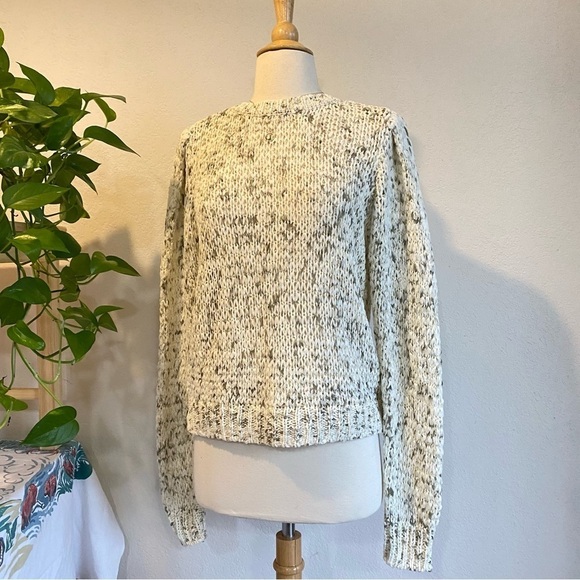 Calvin Klein structured knit sweater- marled cream white & grey - Picture 1 of 16